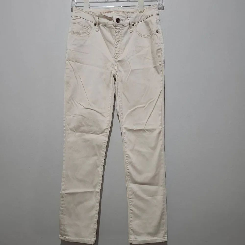 Chicos So Slimming Straight Leg Jeans Womens 00R White Mid Rise Stretch Denim